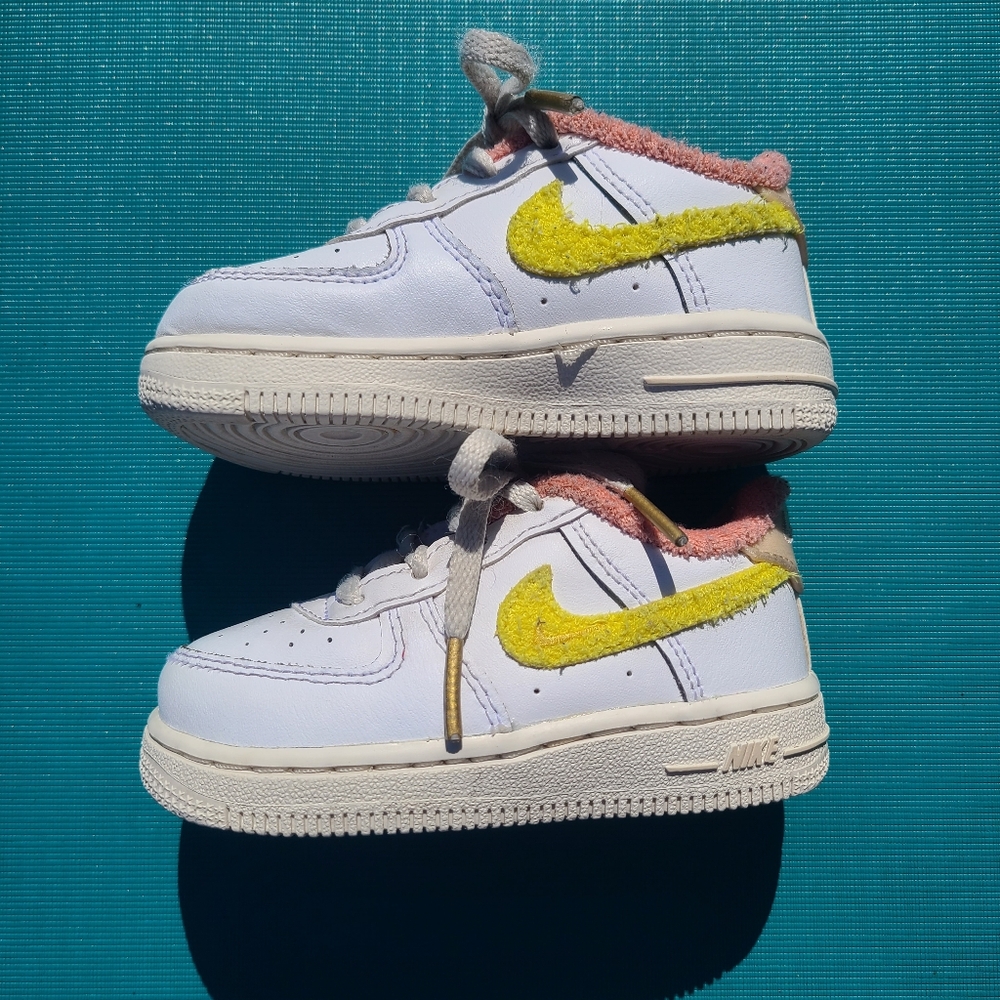Nike Air Force 1 Lv8 3 Infant/Toddler Shoes Size 6C White Yellow Strike/Phantom